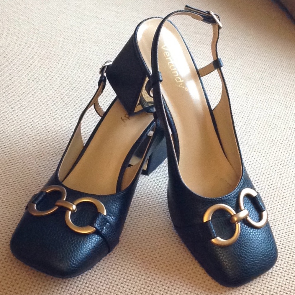 🔥Vertundy - 100% Leather Slingback 'Block' Heels